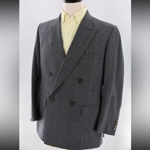 Henry Poole & Co. Bespoke Grey Windowpane Check Wool Suit – 1989 – Savile Row